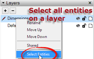 LayOut select entities on layer