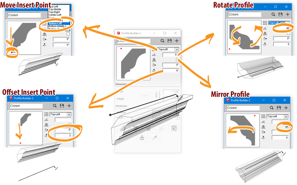 Profile orientation options
